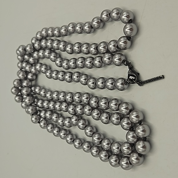 T Tahari Long Metallic Gray Pearls Necklace - Picture 3 of 4